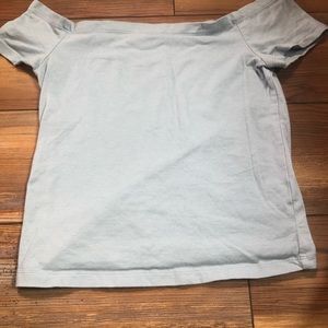 Pacsun Basics Cropped Baby Blue Off the Shoulder Size Small